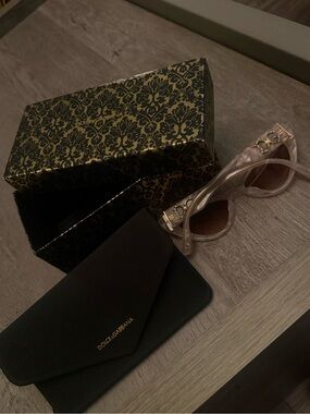 Dolce & Gabbana Pale Pink Sunglasses with Gold Logo Temples